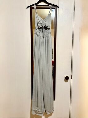 Hollister Sage Green Ruched Bodice Wide-Leg Jumpsuit